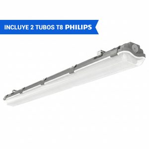 PACK DE ESTANCO 2×T8 120CM + 2 TUBOS T8 LED ECOFIT 16W 6.500°K 120CM